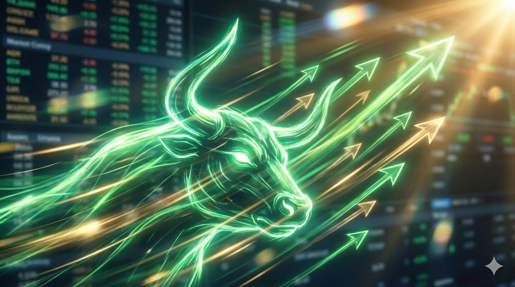 Bull market for dividend stocks and value investing Asset Management Illustration