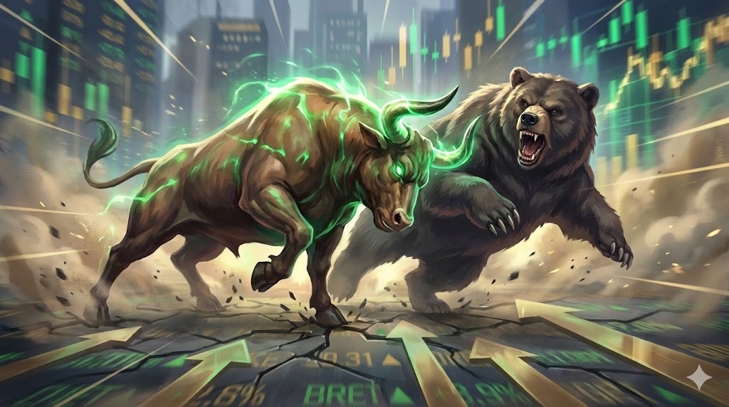 Bull market graph showing upward trend