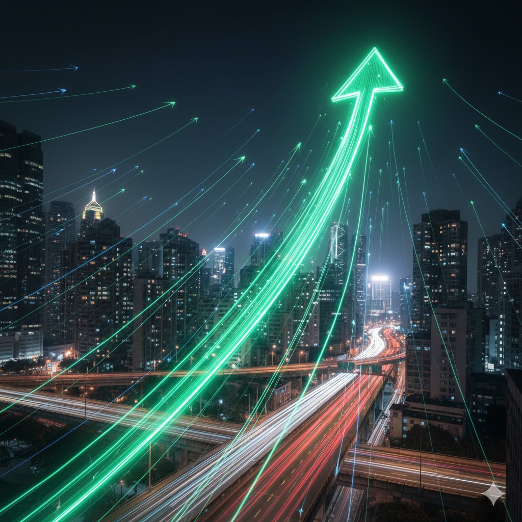 Stock chart showing growth of tech sector