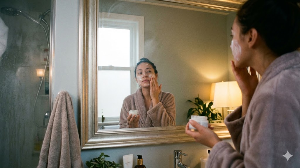 A woman smiling while holding a supplement bottle