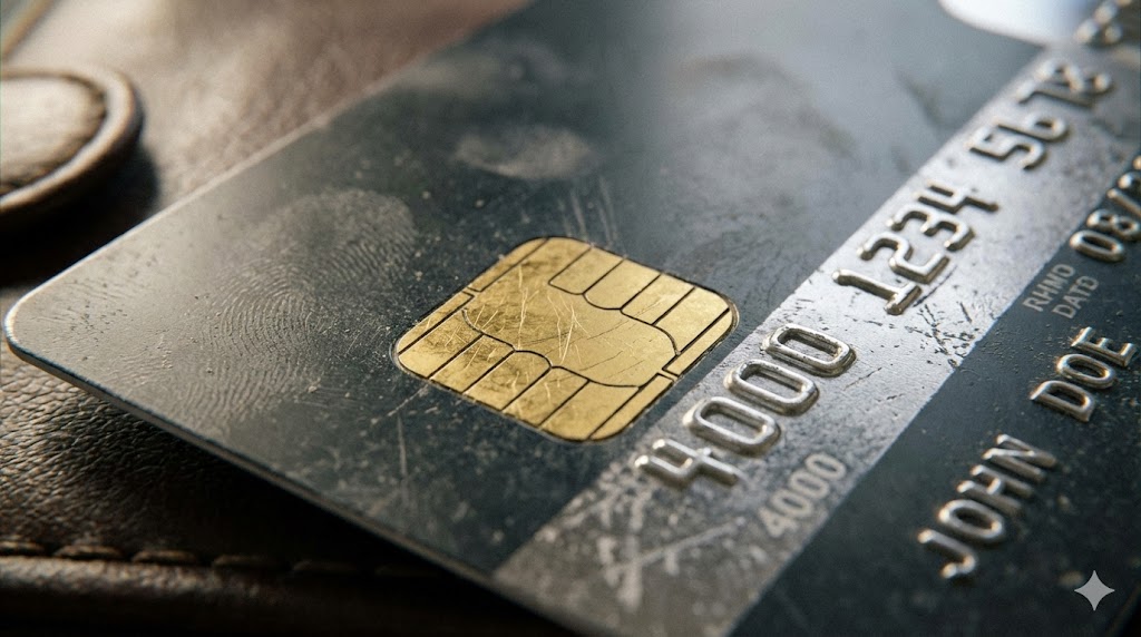 Close-up of a credit card with a world map background symbolizing global payment networks Stock Market Image