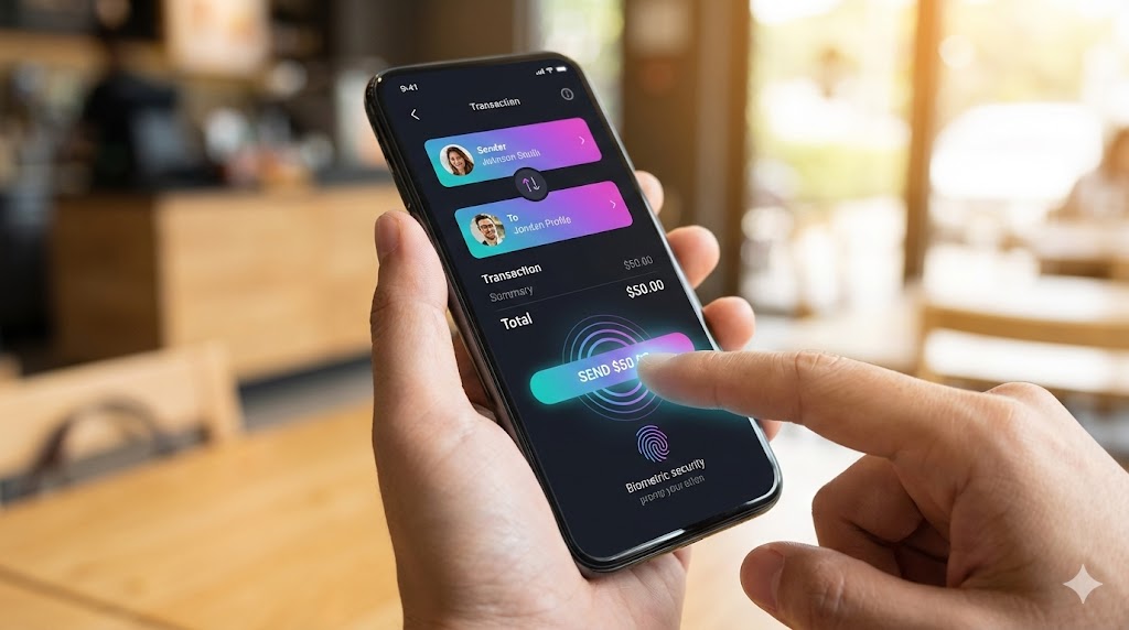 Smartphone displaying financial data and market trends
